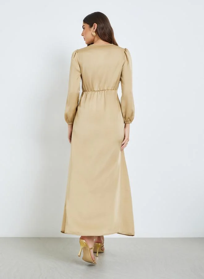 Styli Women Beige Wrap Maxi Dress